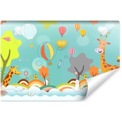 Karo-art Kinderkamer Muurschildering - Dieren tussen wolken - 405x270cm Karo-art Kinderkamer Muurschildering - Dieren tussen wolken - 405x270cm