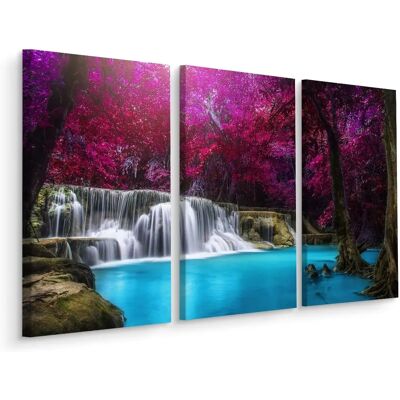 Kanchanaburi Waterval Wandkunst - 3 Panel Premium Print - 180x120cm Kanchanaburi Waterval Wandkunst - 3 Panel Premium Print - 180x120cm
