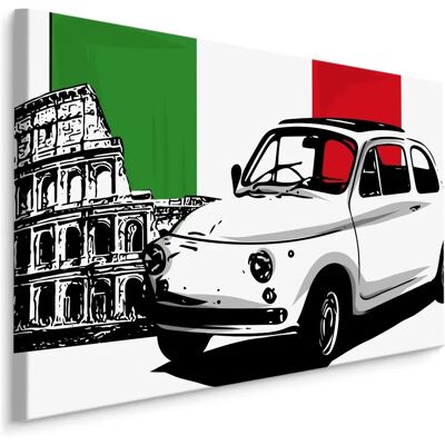 DOBOXA Retro Canvas Schilderij - Italiaanse Vlag & Colosseum - 40x30cm DOBOXA Retro Canvas Schilderij - Italiaanse Vlag & Colosseum - 40x30cm