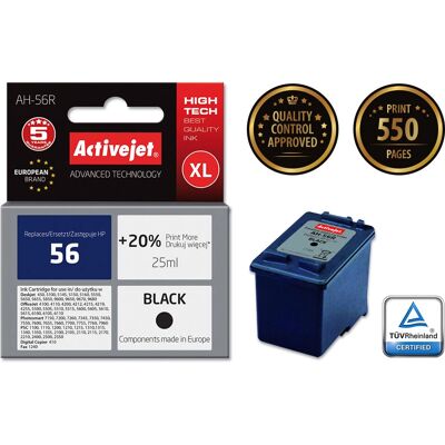 Activejet AH-56R Schwarze Tintenpatrone - Tintenstrahl, 25ml, Hoher Ertrag Activejet AH-56R Schwarze Tintenpatrone - Tintenstrahl, 25ml, Hoher Ertrag