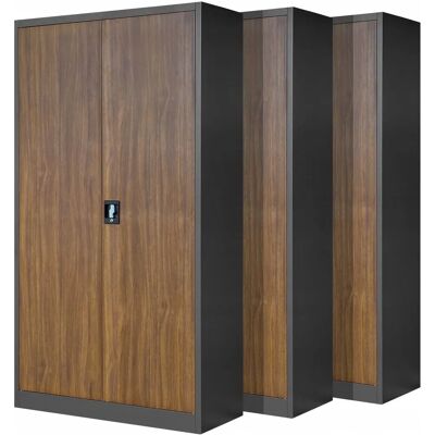 Armoire de stockage en acier JAN 900x1850x400 - Anthracite/Noyer - Bureau/Médical/Atelier - Publicité Armoire de stockage en acier JAN 900x1850x400 - Anthracite/Noyer - Bureau/Médical/Atelier - Publicité