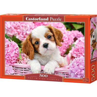 Castorland Pup in Roze Bloemen - Puzzel - 500 stuks Castorland Pup in Roze Bloemen - Puzzel - 500 stuks