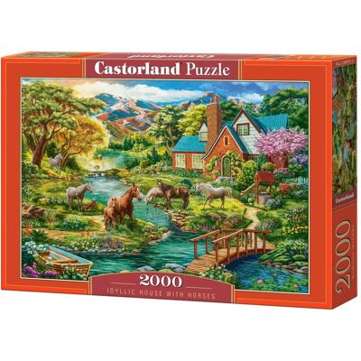 Castorland Puzzle 2000 Dílů Idylický dům s koňmi - Puzzle Castorland Puzzle 2000 Dílů Idylický dům s koňmi - Puzzle
