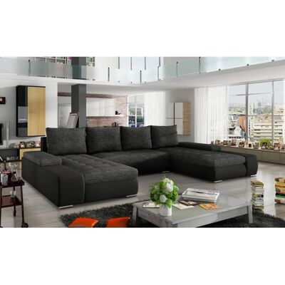 Paul Marino U-förmiger Sofa - Schwarz Stoff - Komfortabel & Modern Paul Marino U-förmiger Sofa - Schwarz Stoff - Komfortabel & Modern