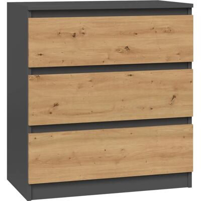 Topeshop M3 Antracyt/Artisan Kommode - Modern, 3 Schubladen, Langlebig Laminat Topeshop M3 Antracyt/Artisan Kommode - Modern, 3 Schubladen, Langlebig Laminat