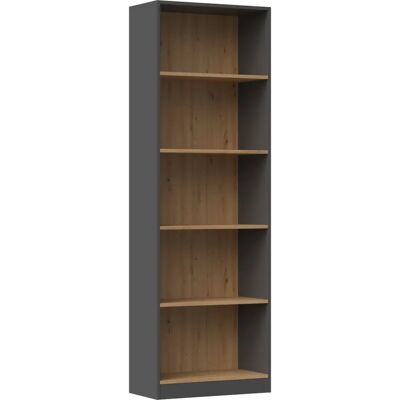 Topeshop R60 ANT/ART Bücherregal - 5 Regale, Anthrazit & Eiche Topeshop R60 ANT/ART Bücherregal - 5 Regale, Anthrazit & Eiche