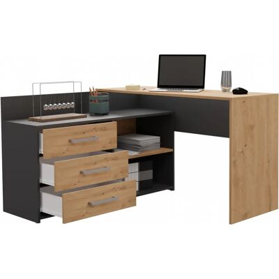 Biurko DANY Ant/Art Topeshop - W kształcie litery L, 3 szuflady Biurko DANY Ant/Art Topeshop - W kształcie litery L, 3 szuflady