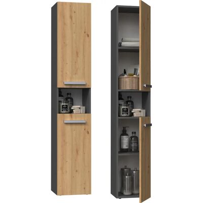 Topeshop NEL I ANT/ART Badezimmer Schrank Graphit Eiche Topeshop NEL I ANT/ART Badezimmer Schrank Graphit Eiche