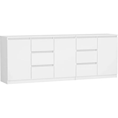 Topeshop COSTA BIEL KOMPLET - Moderní bílá komoda s 6 zásuvkami Topeshop COSTA BIEL KOMPLET - Moderní bílá komoda s 6 zásuvkami