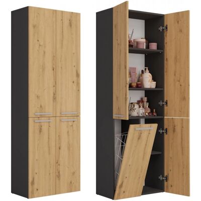 Topeshop Nel 1k DD Ant/Art KP - Badezimmer Schrank - Graphit, Eiche Topeshop Nel 1k DD Ant/Art KP - Badezimmer Schrank - Graphit, Eiche
