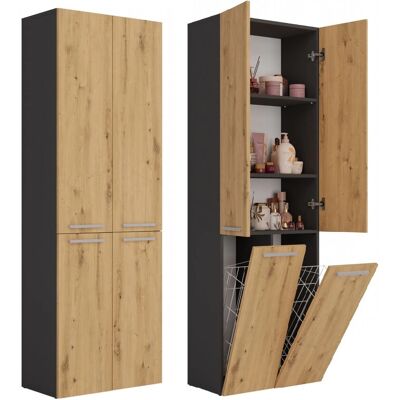 Topeshop NEL 2K DD ANT/ART KP - Badezimmerschrank - Graphit, Eiche Topeshop NEL 2K DD ANT/ART KP - Badezimmerschrank - Graphit, Eiche