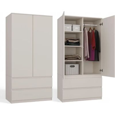 Topeshop Turin Armoire Moderne - 2 Portes + 2 Tiroirs - Publicité Topeshop Turin Armoire Moderne - 2 Portes + 2 Tiroirs - Publicité