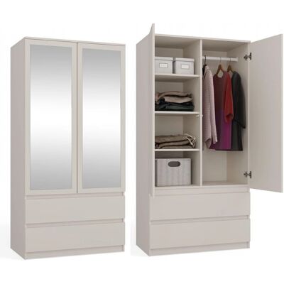 TOPESHOP Turin Armoire - Moderne 2 Portes avec Miroir - Blanc - Publicité TOPESHOP Turin Armoire - Moderne 2 Portes avec Miroir - Blanc - Publicité