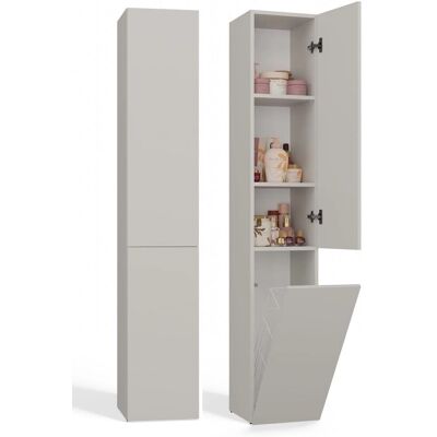 TOPESHOP YANA - Colonne de rangement de salle de bain avec panier à linge - 31x30x174 cm - Publicité TOPESHOP YANA - Colonne de rangement de salle de bain avec panier à linge - 31x30x174 cm - Publicité