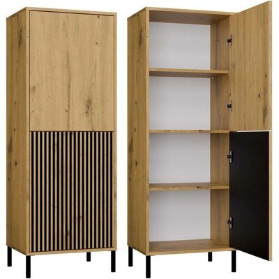 TOPESHOP Kamaro – Nowoczesna szafa z 3 półkami i 2 drzwiami – 147,5x53,5x40 cm – Mebel do przechowywania – Rzemieślniczy dąb TOPESHOP Kamaro – Nowoczesna szafa z 3 półkami i 2 drzwiami – 147,5x53,5x40 cm – Mebel do przechowywania – Rzemieślniczy dąb