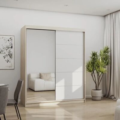 Armoire blanche Bono de Sconto - Portes coulissantes - Publicité Armoire blanche Bono de Sconto - Portes coulissantes - Publicité