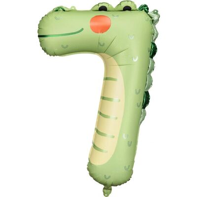 PartyDeco Crocodile 7e Anniversaire Ballon en Feuille - Décoration de Fête - Publicité PartyDeco Crocodile 7e Anniversaire Ballon en Feuille - Décoration de Fête - Publicité