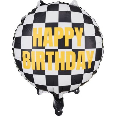 PartyDeco FB220 kariert Flagge Geburtstag Folienballon - Partydekoration PartyDeco FB220 kariert Flagge Geburtstag Folienballon - Partydekoration