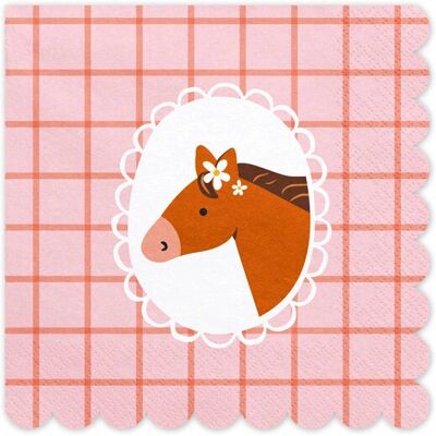 PartyDeco SP33-98 Papierservietten - Pferd, Rosa & Braun - 12 stk PartyDeco SP33-98 Papierservietten - Pferd, Rosa & Braun - 12 stk