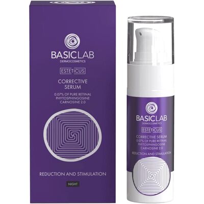 BasicLab Esteticus Korrigerende Serum med Retinal 0,07% - Nattbehandling mot aldring BasicLab Esteticus Korrigerende Serum med Retinal 0,07% - Nattbehandling mot aldring
