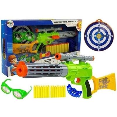 Lean Toys - Schaumdarts-Blaster - Grün - Schild - Spielzeugpistole Lean Toys - Schaumdarts-Blaster - Grün - Schild - Spielzeugpistole