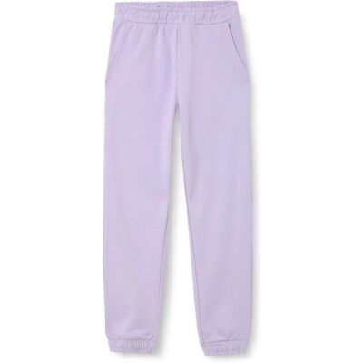 Pantaloni de trening din bumbac pentru fete 4F - Violet deschis Pantaloni de trening din bumbac pentru fete 4F - Violet deschis