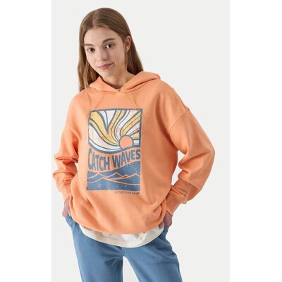 4F Jungen-Orange Hoodie - lässig, Baumwoll-Polyester, mittelgewicht 4F Jungen-Orange Hoodie - lässig, Baumwoll-Polyester, mittelgewicht