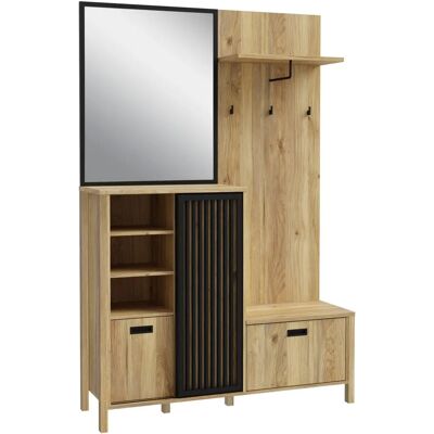 Forte Jytana Wardrobe - Lamellenoptik, 132cm Forte Jytana Wardrobe - Lamellenoptik, 132cm