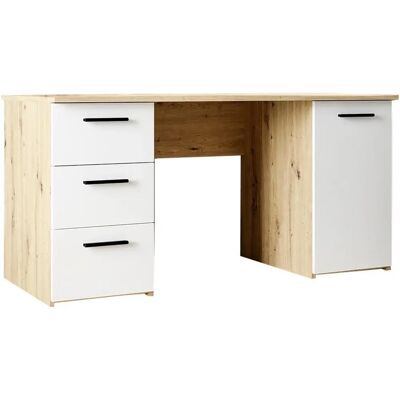 Forte Neuss Schreibtisch - Artisan Eiche, 3 Schubladen, 1 Tür Forte Neuss Schreibtisch - Artisan Eiche, 3 Schubladen, 1 Tür