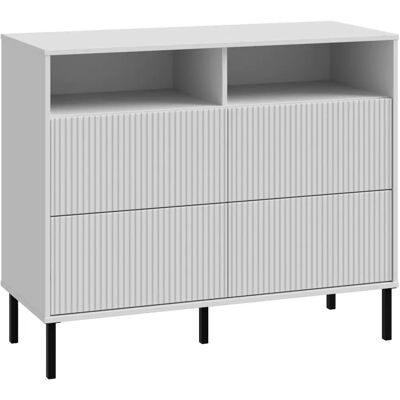 Forte Grau Kommode - Lamellenoptik, Vollauszug, Push to Open - Sideboard Forte Grau Kommode - Lamellenoptik, Vollauszug, Push to Open - Sideboard