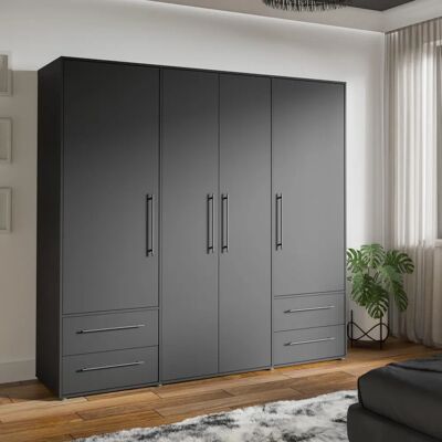 Forte Mokkaris Kleiderschrank - 3 oder 4 Türen, Zeitloses Design, Schwarz Forte Mokkaris Kleiderschrank - 3 oder 4 Türen, Zeitloses Design, Schwarz