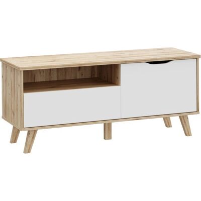 Forte Vankka TV-Bank - Eiche, weiß, 125 cm breit Forte Vankka TV-Bank - Eiche, weiß, 125 cm breit