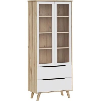 FORTE Vankka Stauraumvitrine - Glastüren, Weiß, Zeitloses Design FORTE Vankka Stauraumvitrine - Glastüren, Weiß, Zeitloses Design