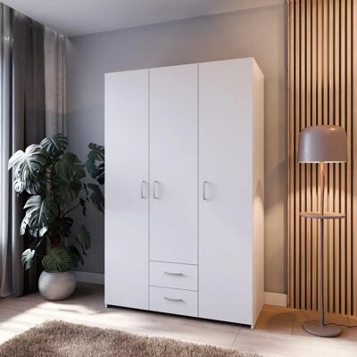Forte Econobox Kleiderschrank - 3-türig Weiß Spanplatte Forte Econobox Kleiderschrank - 3-türig Weiß Spanplatte