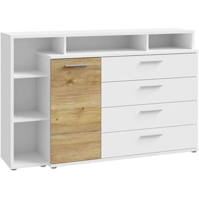 FORTE MAYACUS Weiß/Mauvella Eiche Modern Sideboard - Stauraum FORTE MAYACUS Weiß/Mauvella Eiche Modern Sideboard - Stauraum