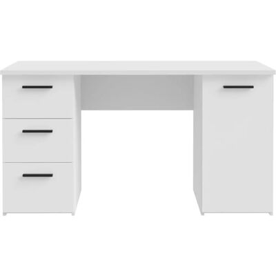 FORTE Neuss Schreibtisch - Weiß, 3 Schubladen & 1 Tür - Modern Rechteck FORTE Neuss Schreibtisch - Weiß, 3 Schubladen & 1 Tür - Modern Rechteck
