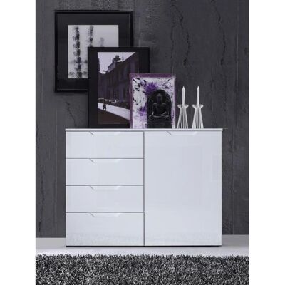 Forte - Sienna - White - 1 Door 4 Drawers - Chest of Drawers Forte - Sienna - White - 1 Door 4 Drawers - Chest of Drawers