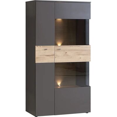 Forte Como Grau Vitrine mit LED - Möbel Forte Como Grau Vitrine mit LED - Möbel