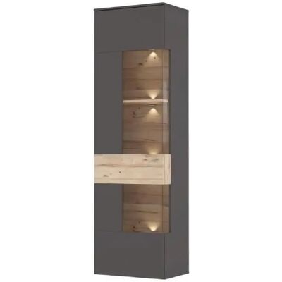 Forte Como Grau Vitrine - Soft-Close Türen, LED Beleuchtung, Holz Forte Como Grau Vitrine - Soft-Close Türen, LED Beleuchtung, Holz