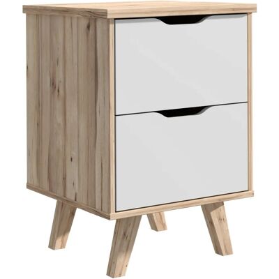 FORTE Vankka Nachttisch - 2 Schubladen, Weiß, FSC Holz, Europa FORTE Vankka Nachttisch - 2 Schubladen, Weiß, FSC Holz, Europa