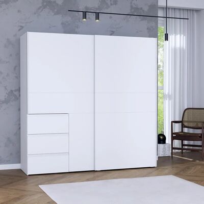 Forte Winn Schiebetürenschrank - Kleiderschrank mit 3 Schubladen Forte Winn Schiebetürenschrank - Kleiderschrank mit 3 Schubladen
