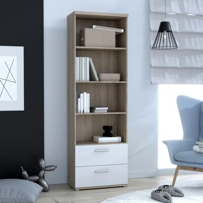 Forte Winnie Sonoma Eiche Weiss Regal mit 2 Schubkästen - Regal mit Schubladen Forte Winnie Sonoma Eiche Weiss Regal mit 2 Schubkästen - Regal mit Schubladen