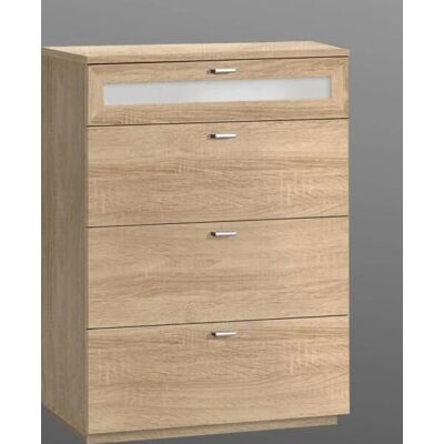 Forte - Nexus - Sonoma Eiche - Weißglas Front - Chest of drawers Forte - Nexus - Sonoma Eiche - Weißglas Front - Chest of drawers