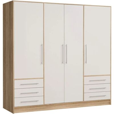Armoire JUPITER avec 4 Portes et 6 Tiroirs - Design Contemporain - Publicité Armoire JUPITER avec 4 Portes et 6 Tiroirs - Design Contemporain - Publicité