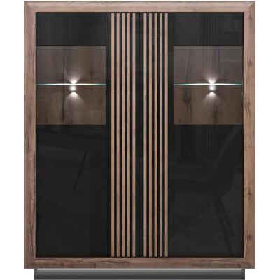 Forte Savona Sideboard - Braun Hochglanz, Schwarz Akzente, 133x42.3x161.8cm Forte Savona Sideboard - Braun Hochglanz, Schwarz Akzente, 133x42.3x161.8cm