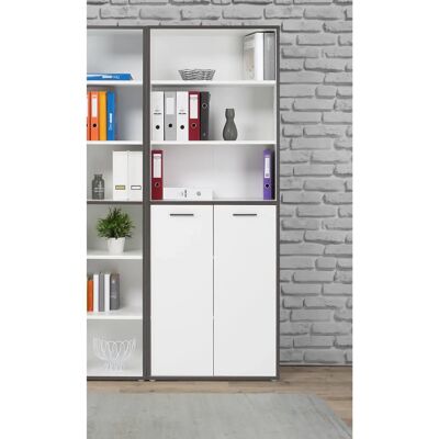 Forte Keflav Aktenregal - 6 offene Fächer - Weiß / Grau Forte Keflav Aktenregal - 6 offene Fächer - Weiß / Grau