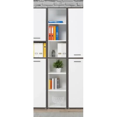 Forte Keflav Aktenregal - 6 Fächer Weiß / Grau - 44,8cm Breit Forte Keflav Aktenregal - 6 Fächer Weiß / Grau - 44,8cm Breit