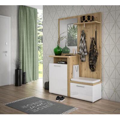 Forte Tuluza Weiß Glanz Kompaktgarderobe - Holzschrank Forte Tuluza Weiß Glanz Kompaktgarderobe - Holzschrank