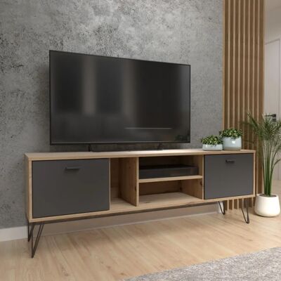 Forte Neyle Sideboard - Dekorfolie, MDF, Schwarz & Eiche Forte Neyle Sideboard - Dekorfolie, MDF, Schwarz & Eiche