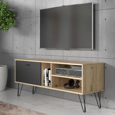 FORTE Neyle TV-Sideboard - V-Fuß, 137,8cm Breite, Schwarz FORTE Neyle TV-Sideboard - V-Fuß, 137,8cm Breite, Schwarz